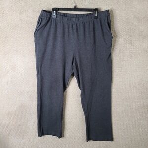 Lands End Pants Womens 1X Gray Pull On Cotton Elastic Waist Lounge Casual